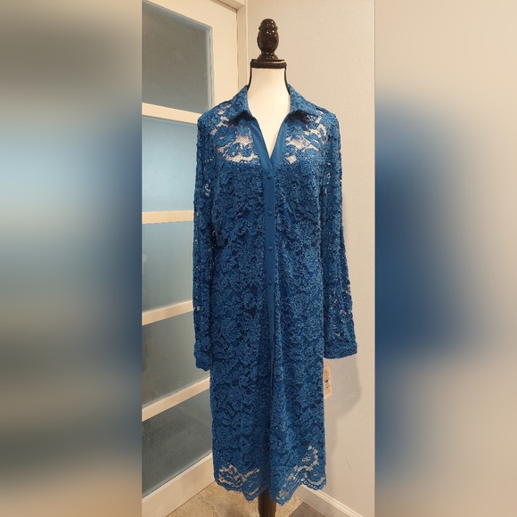 Nanette Lepore Dresses & Skirts - Nanette Lepore Blue Lace Long Sleeve Dress